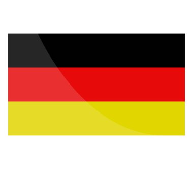 Beyaz bir arka plan üzerinde gösterilen Almanya bayrağı