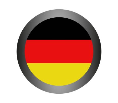 Beyaz bir arka plan üzerinde gösterilen Almanya bayrağı