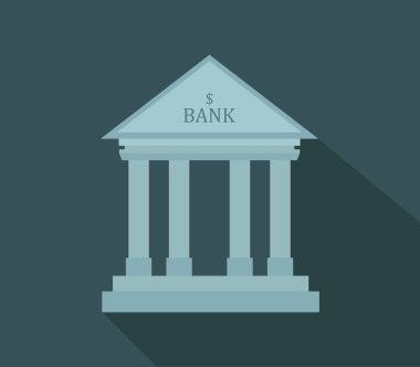 Beyaz bir arka plan üzerinde resimli bankanın simgesi