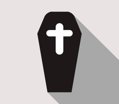 Beyaz bir arka plan üzerinde resimli ölü için tabut simgesi