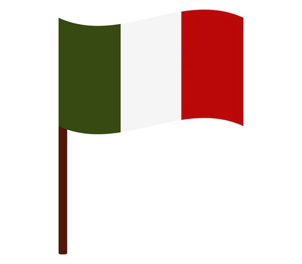 Drapeau italien illustré sur un fond blanc — Image vectorielle