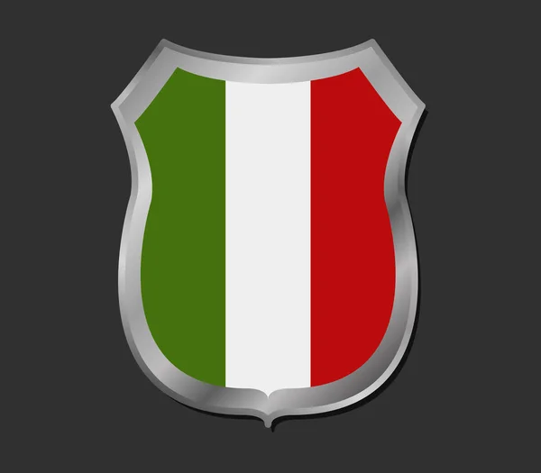 Щит с флагом Италии на белом фоне — стоковый вектор