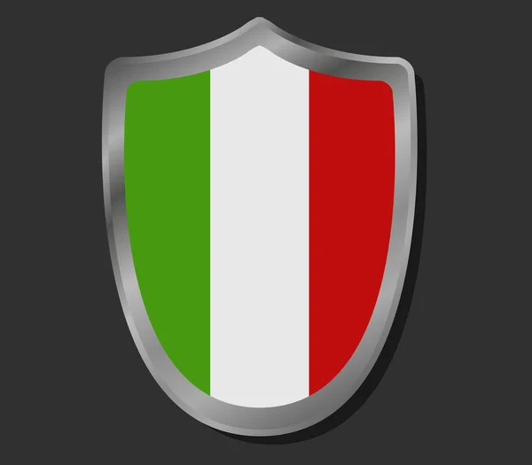 Ασπίδα με σημαία της Ιταλίας που απεικονίζεται σε λευκό φόντο — Διανυσματικό Αρχείο