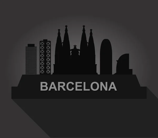 바르셀로나 스카이 라인 흰색 배경에 그림 — 스톡 벡터