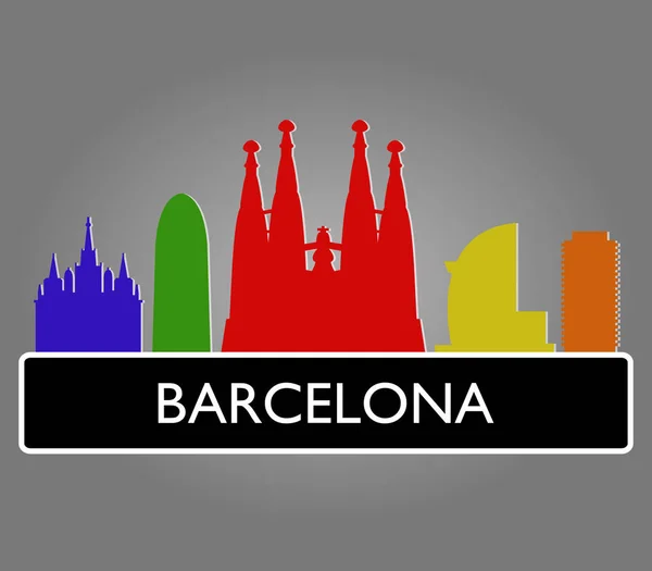 Beyaz bir arka plan üzerinde resimli Barselona manzarası — Stok Vektör