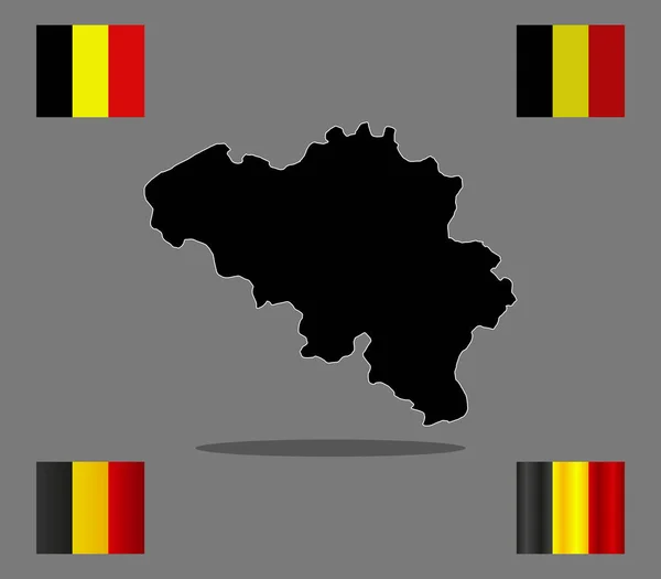 白い背景の上の旗で示されているベルギーの地図 — ストックベクタ