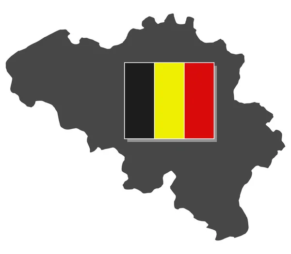 Belgique carte illustrée avec drapeau sur fond blanc — Image vectorielle