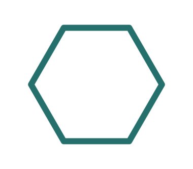 Beyaz bir arka plan üzerinde resimli altıgen simgesi