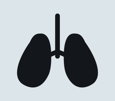 Beyaz bir arka plan üzerinde resimli akciğerler simgesi