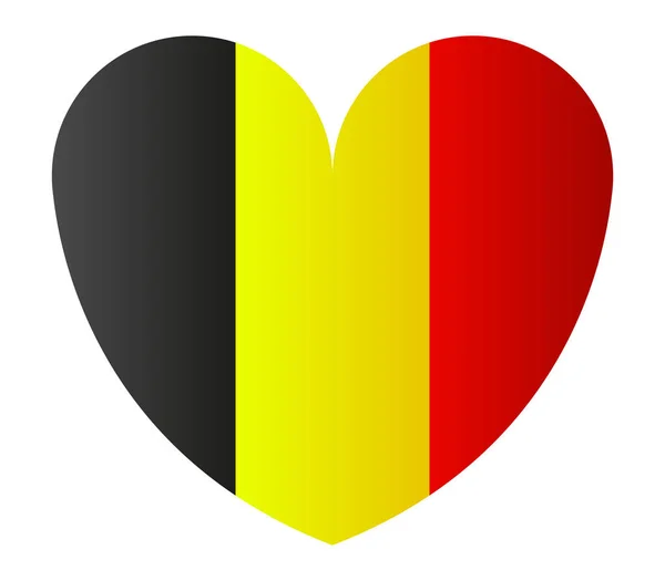 Coeur avec drapeau de belgique illustré sur fond blanc — Image vectorielle