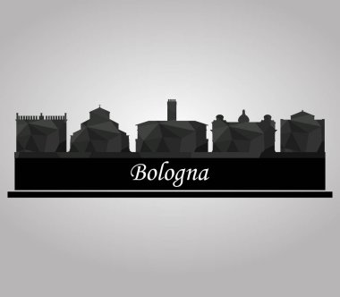 Beyaz bir arka plan üzerinde resimli bologna manzarası