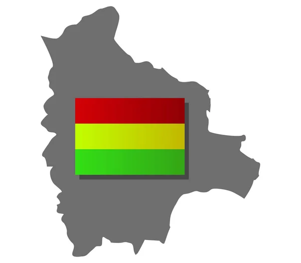 Mapa ilustrado de Bolívia com bandeira sobre fundo branco — Vetor de Stock