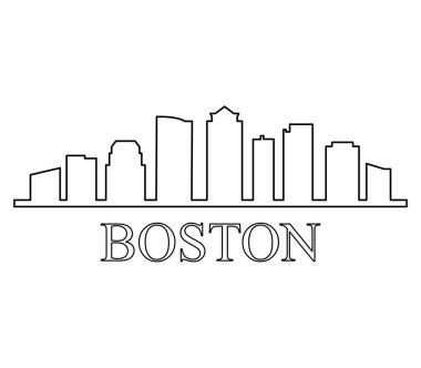 Beyaz bir arka plan üzerinde gösterilen boston manzarası