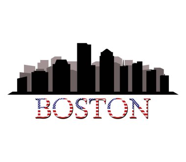Beyaz bir arka plan üzerinde gösterilen boston manzarası