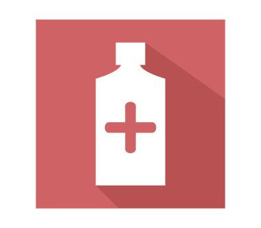 Beyaz bir arka plan üzerinde resimli tıbbi şişe simgesi