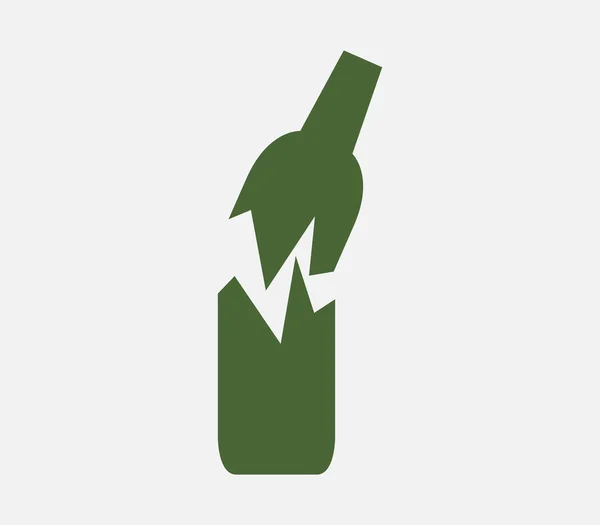 Icône de bouteille cassée illustrée sur un fond blanc — Image vectorielle