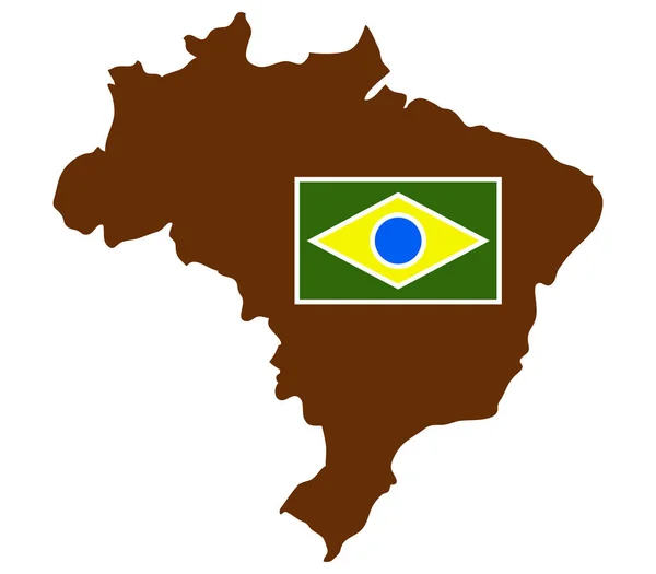 Map of Brazil with flag illustrated on a white background — Stock Vector