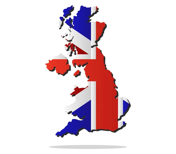 白い背景の上の旗で示されてイギリスの地図 — ストックベクタ