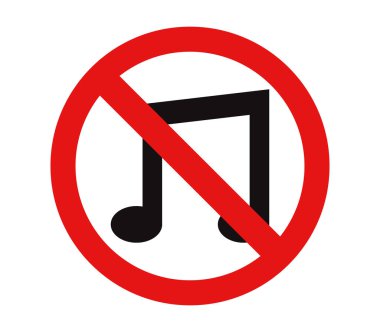 Beyaz bir arka plan üzerinde resimli hiçbir müzik simgesi