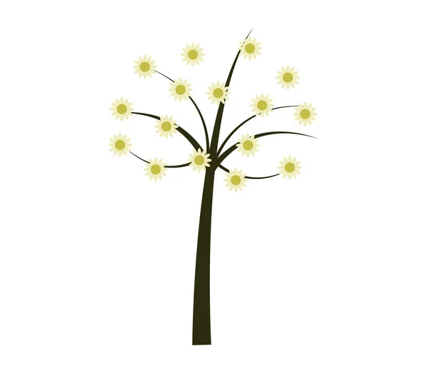Icon tree with flowers — Stock Vector