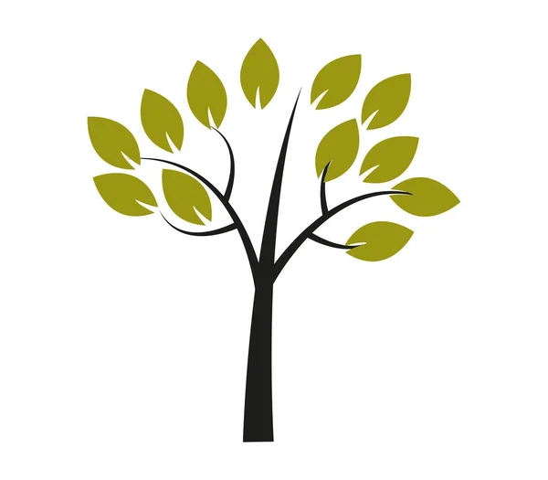 Icono del árbol ilustrado sobre un fondo blanco — Vector de stock