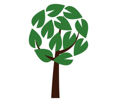 Beyaz bir arka plan üzerinde resimli ağaç simgesiyle
