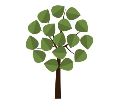 Beyaz bir arka plan üzerinde resimli ağaç simgesiyle