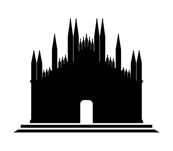 Icona del Duomo di Milano illustrata su sfondo bianco — Vettoriale Stock