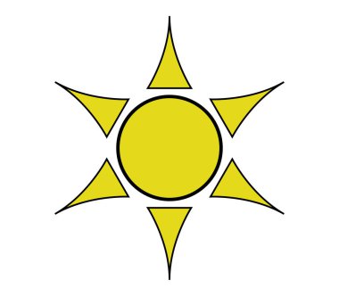 Beyaz bir arka plan üzerinde resimli güneş simgesi