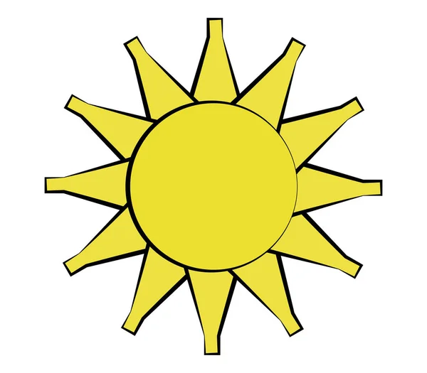 Icono del sol ilustrado sobre un fondo blanco — Vector de stock