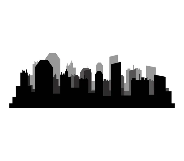 City skyline illustrated on a white background — Stock Vector