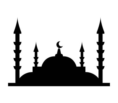 Beyaz bir arka plan üzerinde gösterilen cami simgesi
