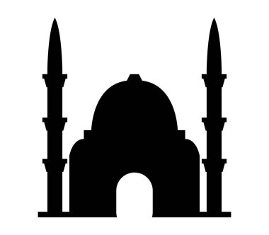 Beyaz bir arka plan üzerinde gösterilen cami simgesi