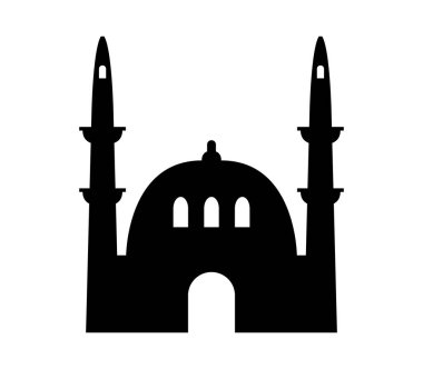 Beyaz bir arka plan üzerinde gösterilen cami simgesi