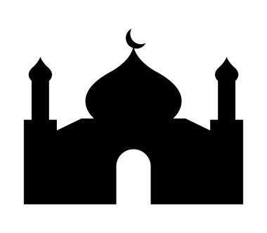 Beyaz bir arka plan üzerinde gösterilen cami simgesi