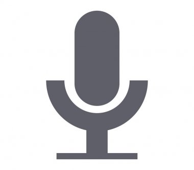 Beyaz bir arka plan üzerinde resimli mikrofon simgesi