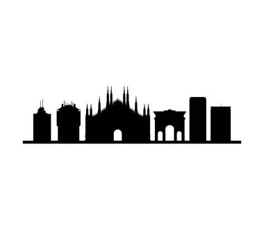 Beyaz bir arka plan üzerinde resimli Milan manzarası