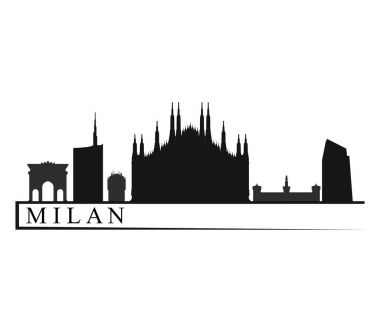 Beyaz bir arka plan üzerinde resimli Milan manzarası