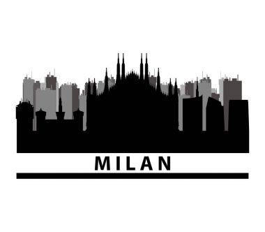 Beyaz bir arka plan üzerinde resimli Milan manzarası
