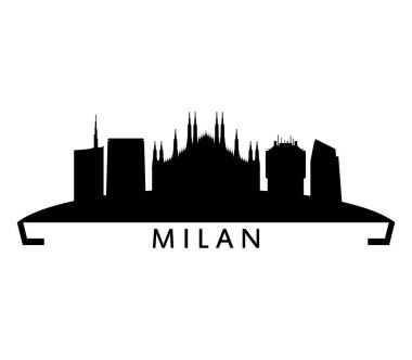 Beyaz bir arka plan üzerinde resimli Milan manzarası