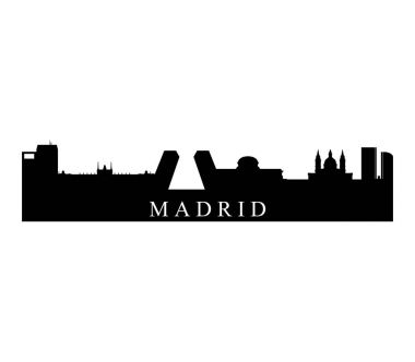 Beyaz bir arka plan üzerinde resimli madrid manzarası