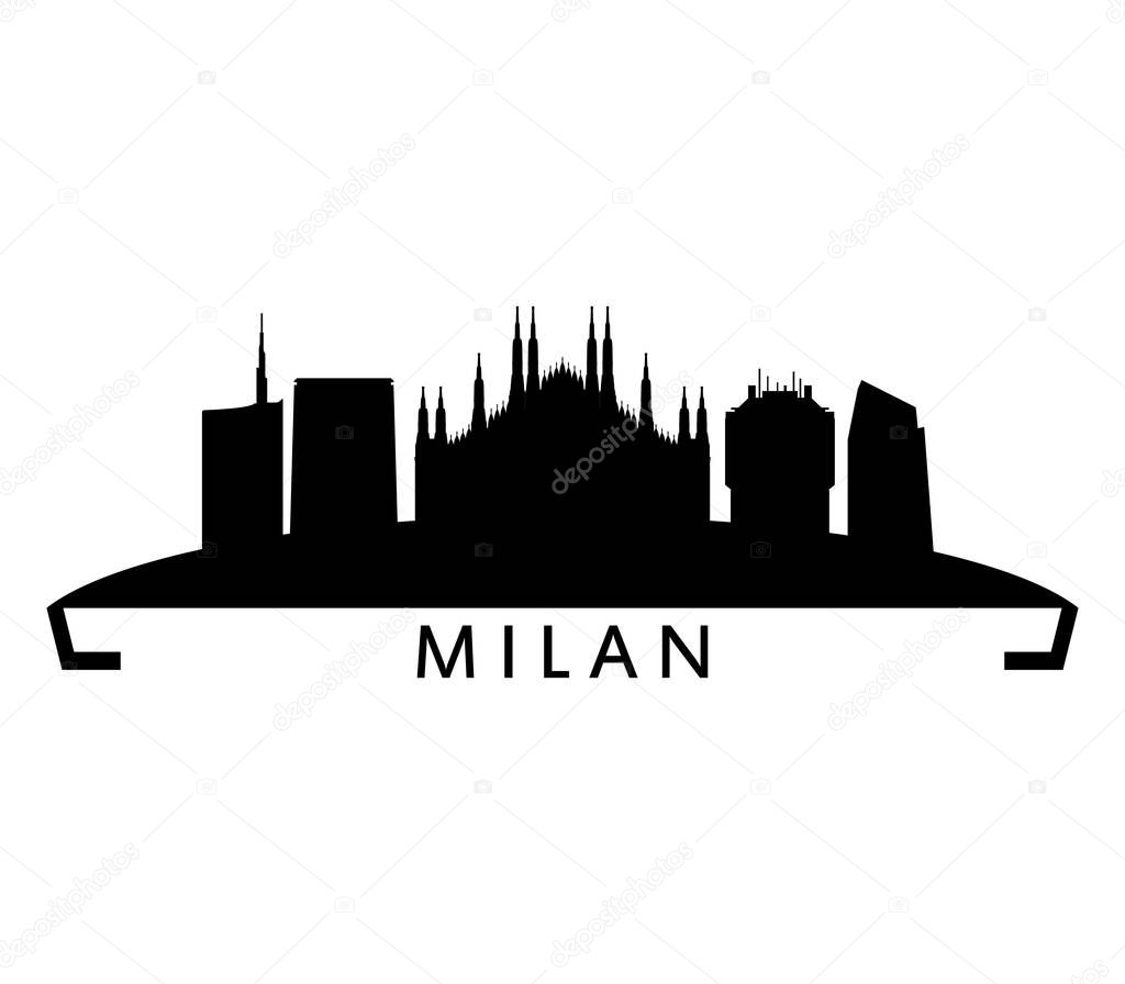 Milan skyline illustrated on a white background