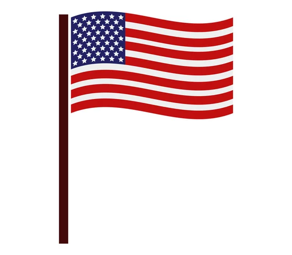 Pictogram die ons vlag geïllustreerd op een witte achtergrond — Stockvector