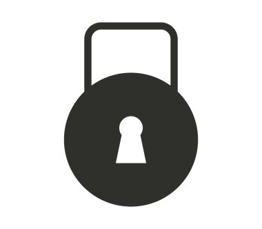 Beyaz bir arka plan üzerinde resimli asma kilit simgesi