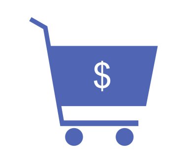 Beyaz bir arka plan üzerinde resimli alışveriş sepeti simgesini