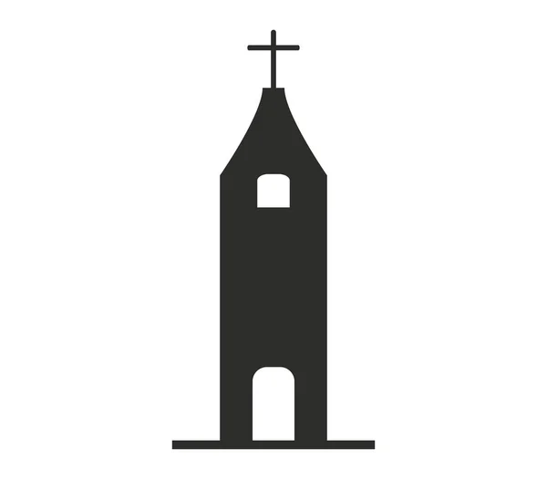 Kerk pictogram geïllustreerd op een witte achtergrond — Stockvector