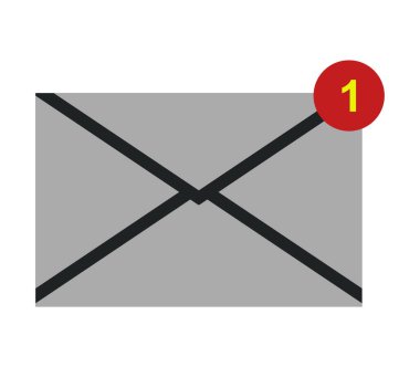 Beyaz bir arka plan üzerinde resimli mesaj simge