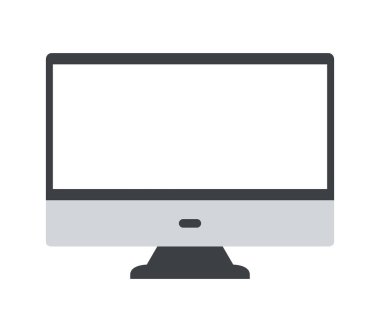 Beyaz bir arka plan üzerinde gösterilen simge pc Monitörü