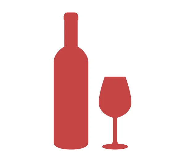 Икона бутылка вина со стеклом — стоковый вектор