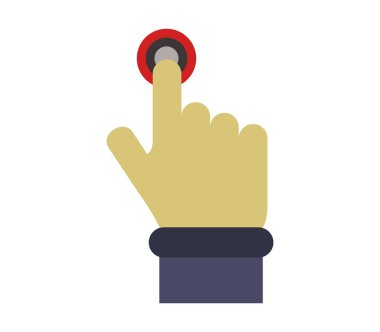 Beyaz bir arka plan üzerinde resimli el presleri sos düğmesini